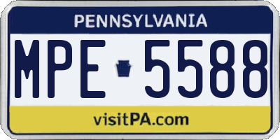 PA license plate MPE5588