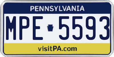 PA license plate MPE5593