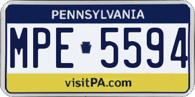 PA license plate MPE5594