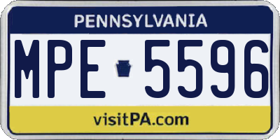 PA license plate MPE5596