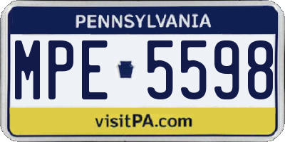 PA license plate MPE5598