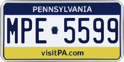 PA license plate MPE5599