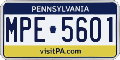 PA license plate MPE5601