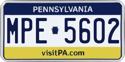 PA license plate MPE5602