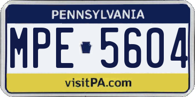 PA license plate MPE5604