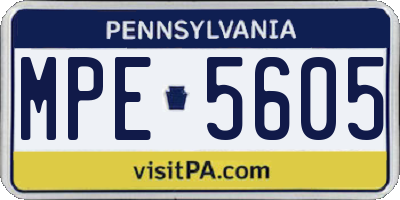 PA license plate MPE5605