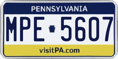 PA license plate MPE5607