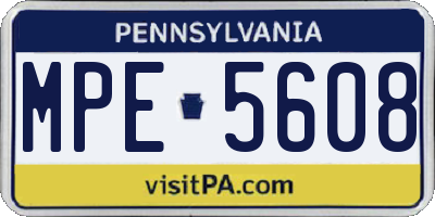 PA license plate MPE5608