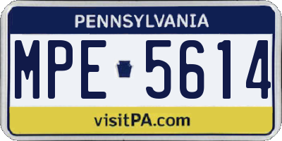 PA license plate MPE5614