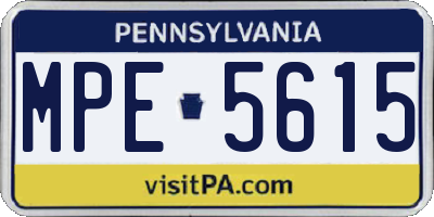 PA license plate MPE5615