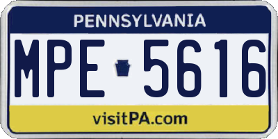 PA license plate MPE5616