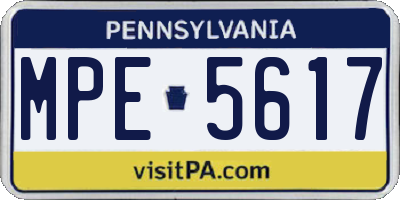 PA license plate MPE5617