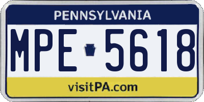 PA license plate MPE5618