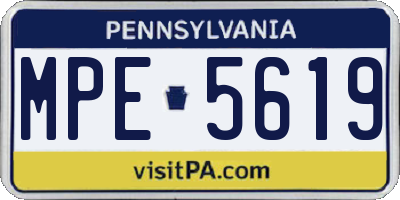 PA license plate MPE5619