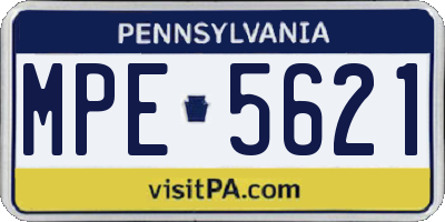 PA license plate MPE5621