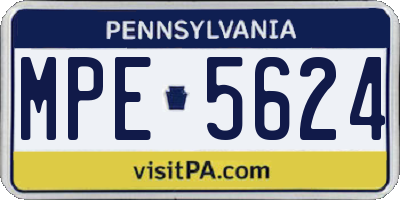 PA license plate MPE5624