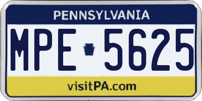 PA license plate MPE5625