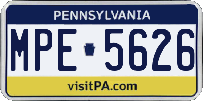 PA license plate MPE5626