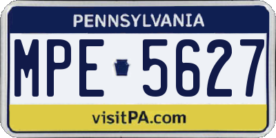 PA license plate MPE5627