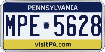 PA license plate MPE5628