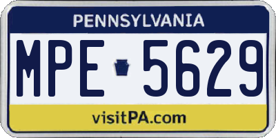 PA license plate MPE5629