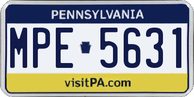 PA license plate MPE5631