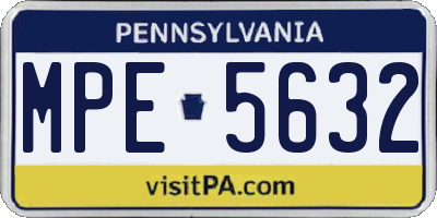 PA license plate MPE5632