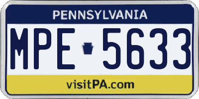 PA license plate MPE5633