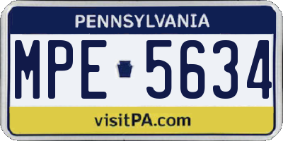 PA license plate MPE5634