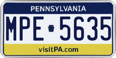PA license plate MPE5635