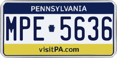 PA license plate MPE5636