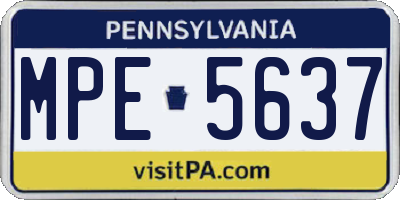 PA license plate MPE5637