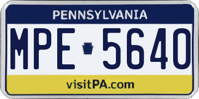PA license plate MPE5640