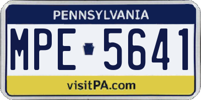 PA license plate MPE5641