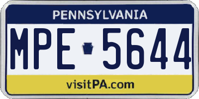 PA license plate MPE5644