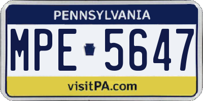 PA license plate MPE5647