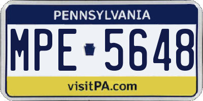 PA license plate MPE5648