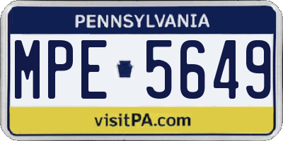 PA license plate MPE5649