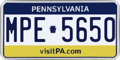 PA license plate MPE5650