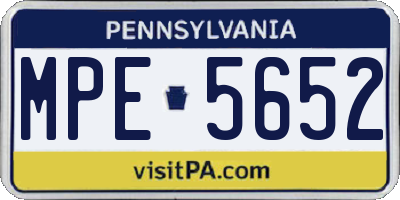 PA license plate MPE5652