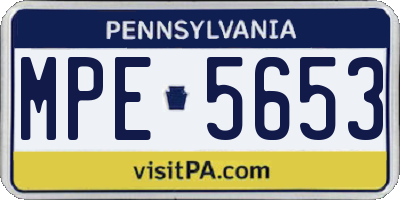 PA license plate MPE5653