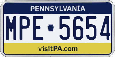 PA license plate MPE5654
