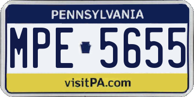 PA license plate MPE5655
