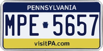 PA license plate MPE5657