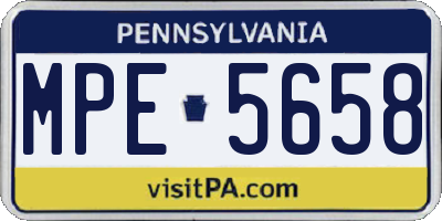PA license plate MPE5658