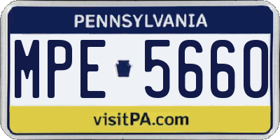 PA license plate MPE5660