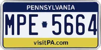 PA license plate MPE5664