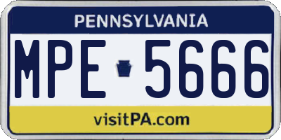 PA license plate MPE5666
