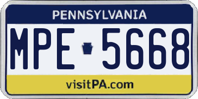 PA license plate MPE5668