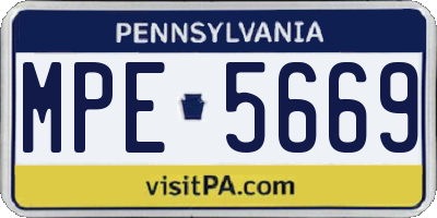 PA license plate MPE5669